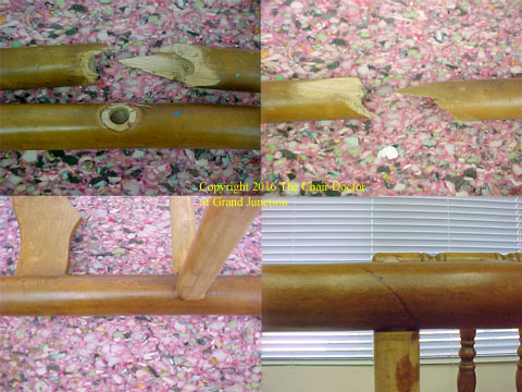 Broken chair legs before Chair Doctor repair