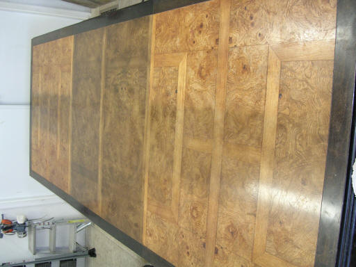 Burl veneer table with black border before