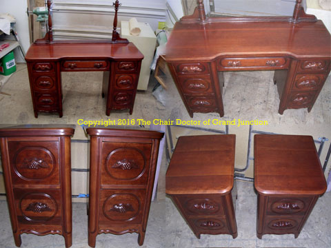 cherry vanity to end tables