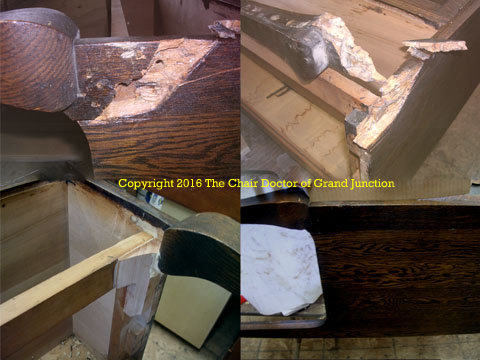 Curio cabinet leg repair four parts