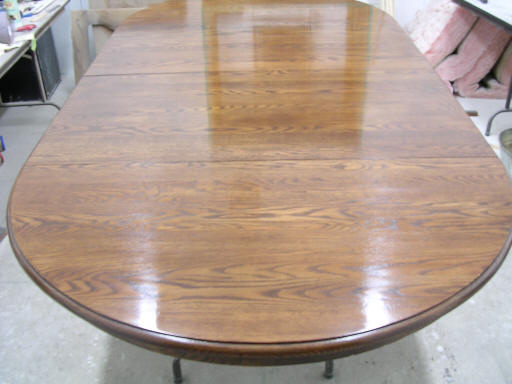 Oak dining table after refinishing